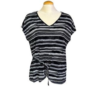 Cleo Women's Size Large Black and White Striped Top
